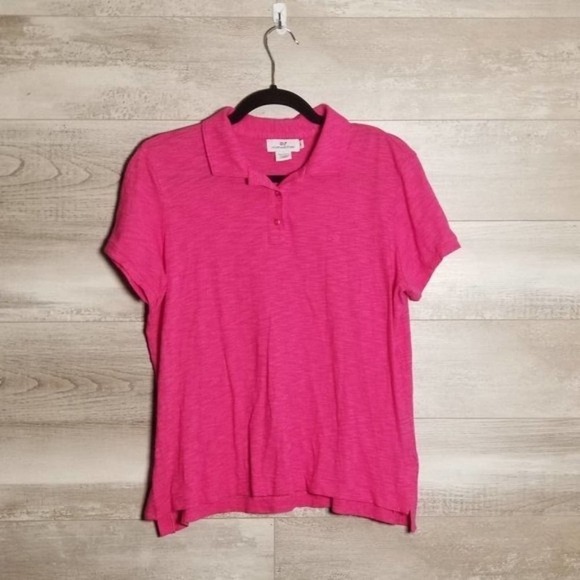 Vineyard Vines Women's Relaxed Every Day Polo T-Shirt Top Pink Size Medium - Picture 1 of 5